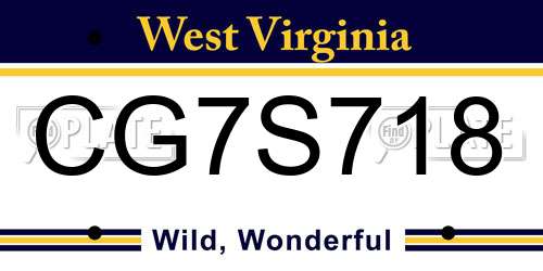 CG7S718 West Virginia License Plate