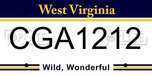CGA1212 West Virginia License Plate