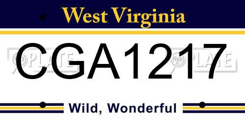 CGA1217 West Virginia License Plate