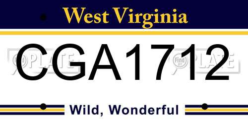 CGA1712 West Virginia License Plate