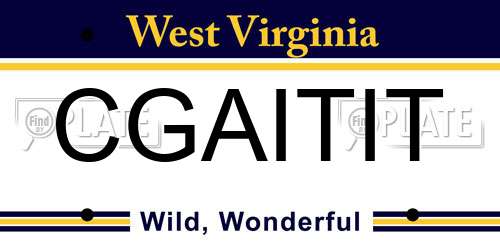 CGAITIT West Virginia License Plate