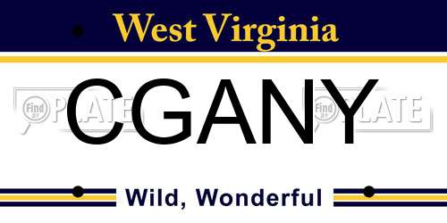 CGANY West Virginia License Plate