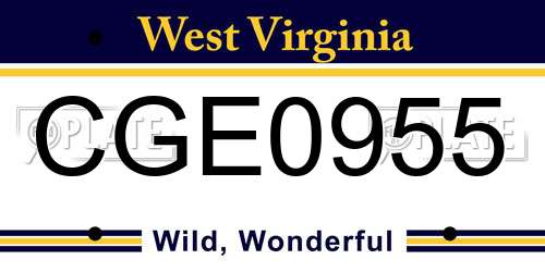 CGE0955 West Virginia License Plate