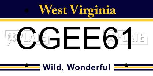 CGEE61 West Virginia License Plate