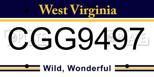 CGG9497 West Virginia License Plate