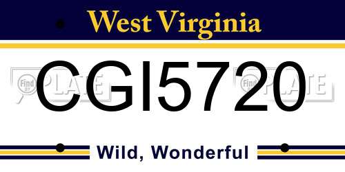 CGI5720 West Virginia License Plate