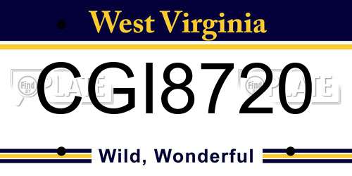 CGI8720 West Virginia License Plate