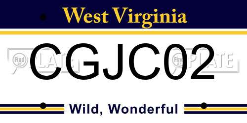 CGJC02 West Virginia License Plate