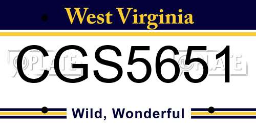 CGS5651 West Virginia License Plate