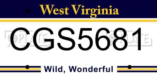 CGS5681 West Virginia License Plate