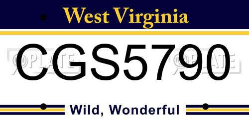 CGS5790 West Virginia License Plate