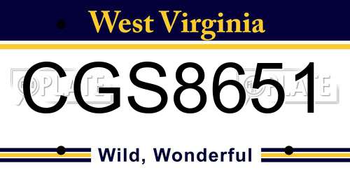 CGS8651 West Virginia License Plate