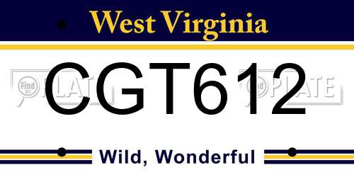 CGT612 West Virginia License Plate