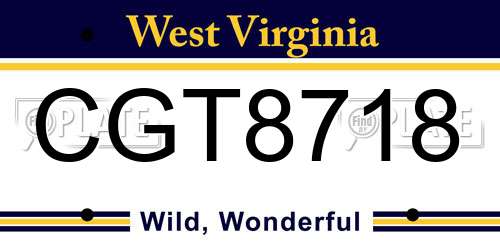 CGT8718 West Virginia License Plate