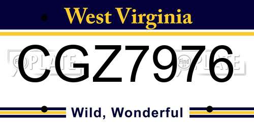 CGZ7976 West Virginia License Plate