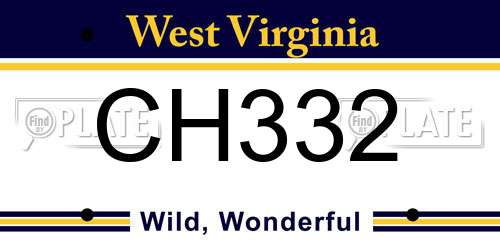 CH332 West Virginia License Plate