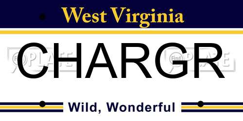 CHARGR West Virginia License Plate