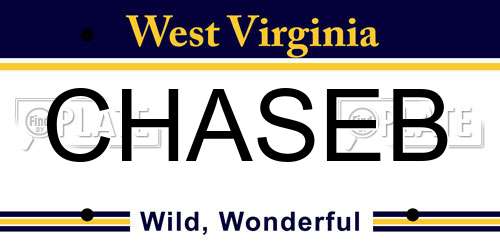 CHASEB West Virginia License Plate