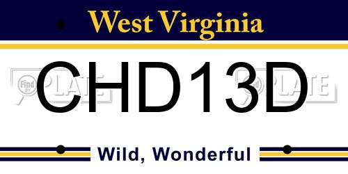 CHD13D West Virginia License Plate