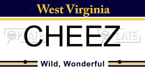 CHEEZ West Virginia License Plate