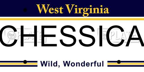 CHESSICA West Virginia License Plate