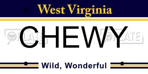 CHEWY West Virginia License Plate