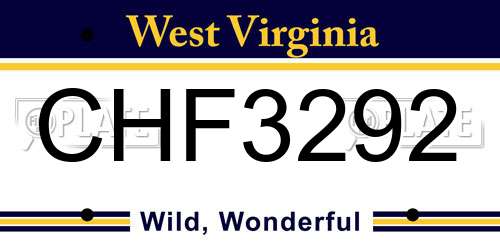CHF3292 West Virginia License Plate