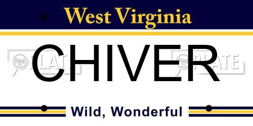 CHIVER West Virginia License Plate