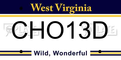 CHO13D West Virginia License Plate