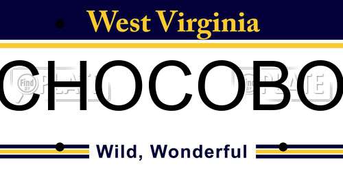 CHOCOBO West Virginia License Plate