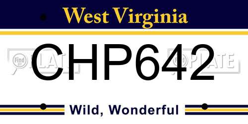 CHP642 West Virginia License Plate