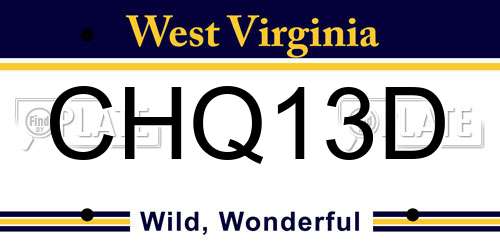 CHQ13D West Virginia License Plate