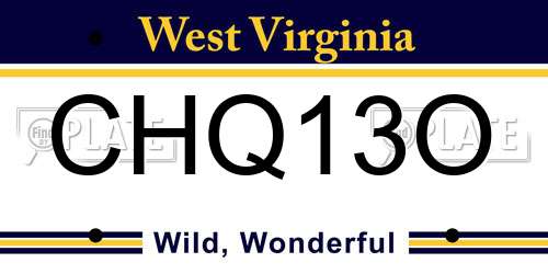 CHQ13O West Virginia License Plate