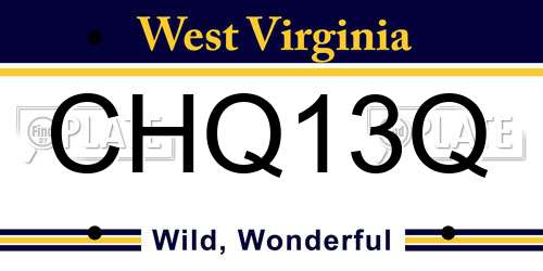CHQ13Q West Virginia License Plate