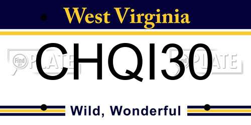 CHQI30 West Virginia License Plate