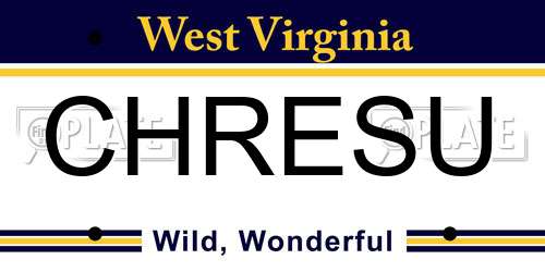 CHRESU West Virginia License Plate
