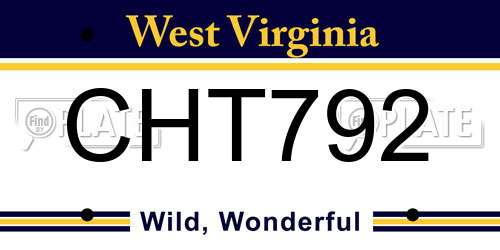 CHT792 West Virginia License Plate