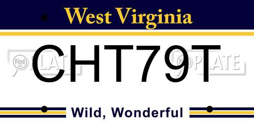 CHT79T West Virginia License Plate