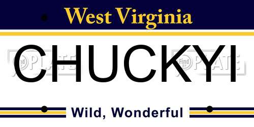 CHUCKYI West Virginia License Plate