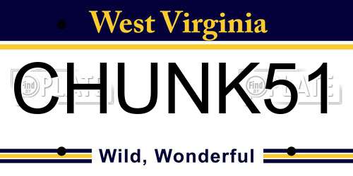 CHUNK51 West Virginia License Plate