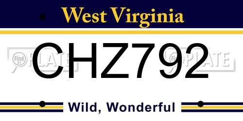 CHZ792 West Virginia License Plate