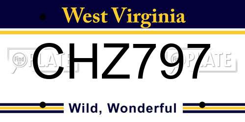 CHZ797 West Virginia License Plate
