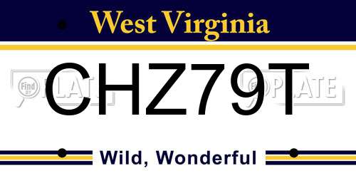 CHZ79T West Virginia License Plate