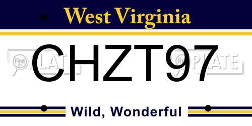 CHZT97 West Virginia License Plate