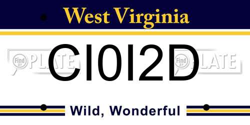 CI0I2D West Virginia License Plate