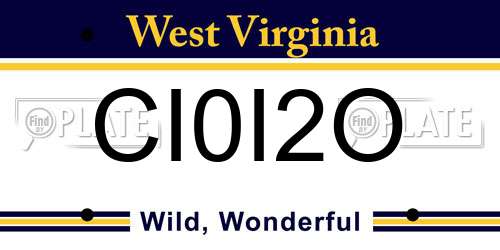 CI0I2O West Virginia License Plate
