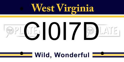 CI0I7D West Virginia License Plate