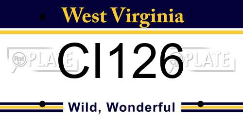 CI126 West Virginia License Plate