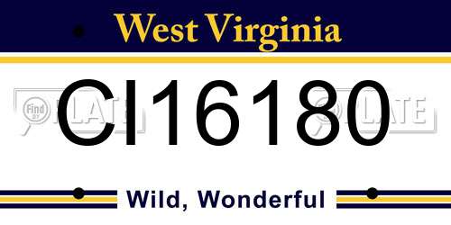 CI16180 West Virginia License Plate