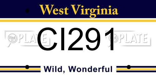 CI291 West Virginia License Plate